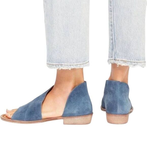Free People Mont Blanc Blue Suede Sandals Size 381/2 US 8 - Picture 2 of 15